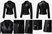 Women's Black Biker Leather Jacket | Slim Fit Motorcycle Style Jacket - Image 2