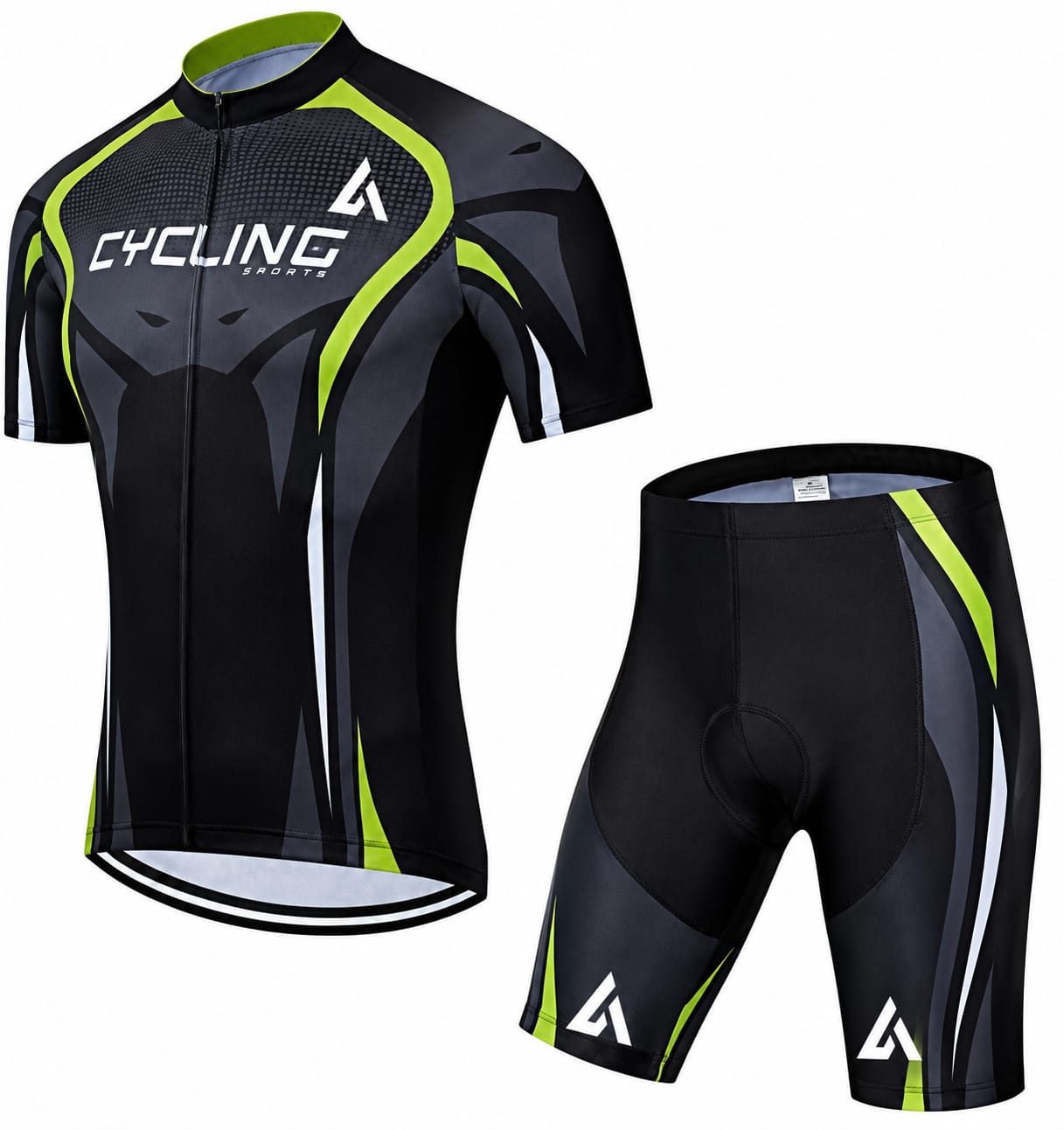 Men's Pro Aero Long Sleeve Cycling Jersey and Padded Bib Tights Set in Black Gray White Red with 3D Gel Chamois