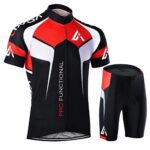 Men's Pro Aero Long Sleeve Cycling Jersey and Bib Tights Set with 3D Gel Padding - Black Red Cycling Kit