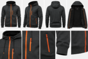 Dark Grey Sport Hoodie with Chest + Side Zip Pockets - Image 2