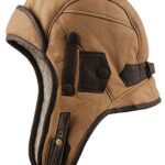 Premium Genuine Leather Fur-Lined Aviator Winter Hat with Adjustable Chin Strap