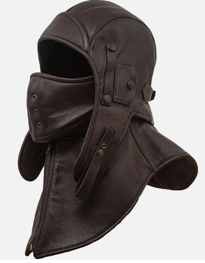 Premium Leather Winter Aviator Hat with Face Mask and Neck Cover