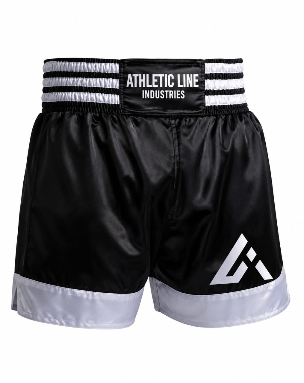 Red and Black Satin Boxing Shorts with Wide Elastic Waistband