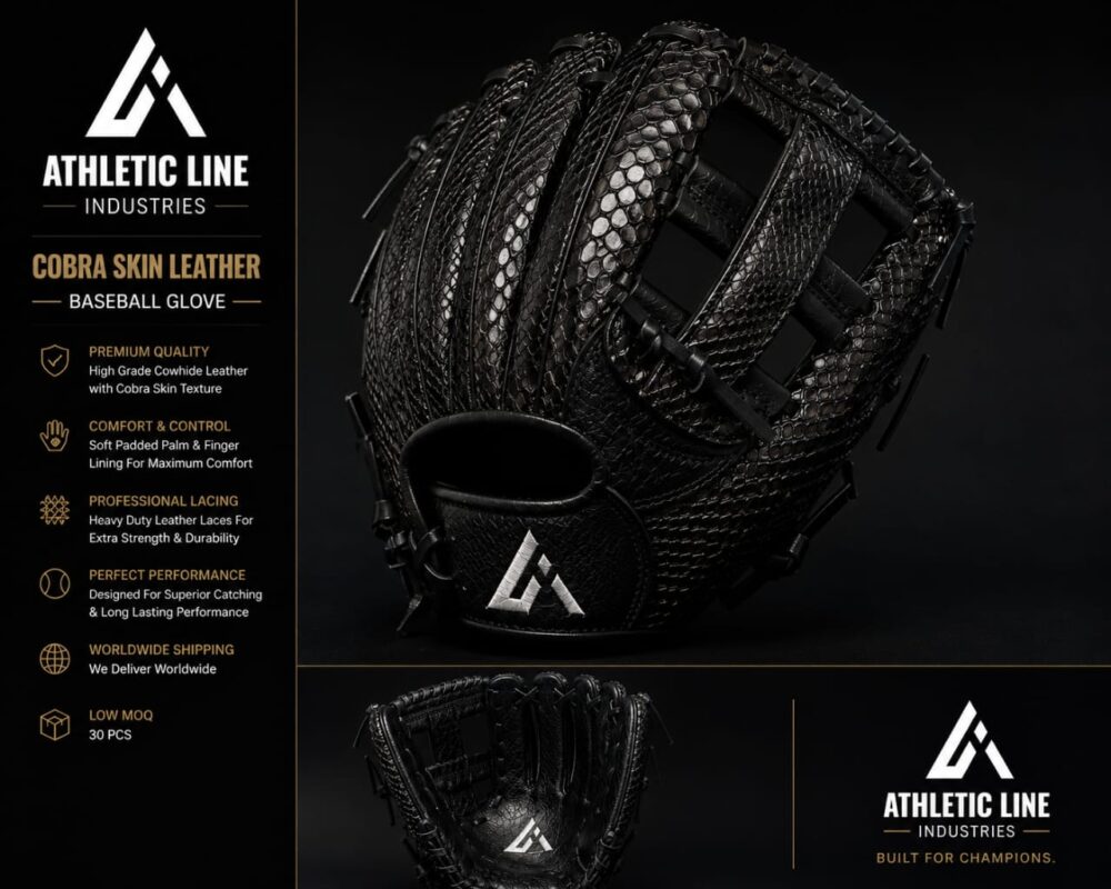 Cobra Snake Skin Leather Baseball Glove with Custom Logo | Athletic Line Industries