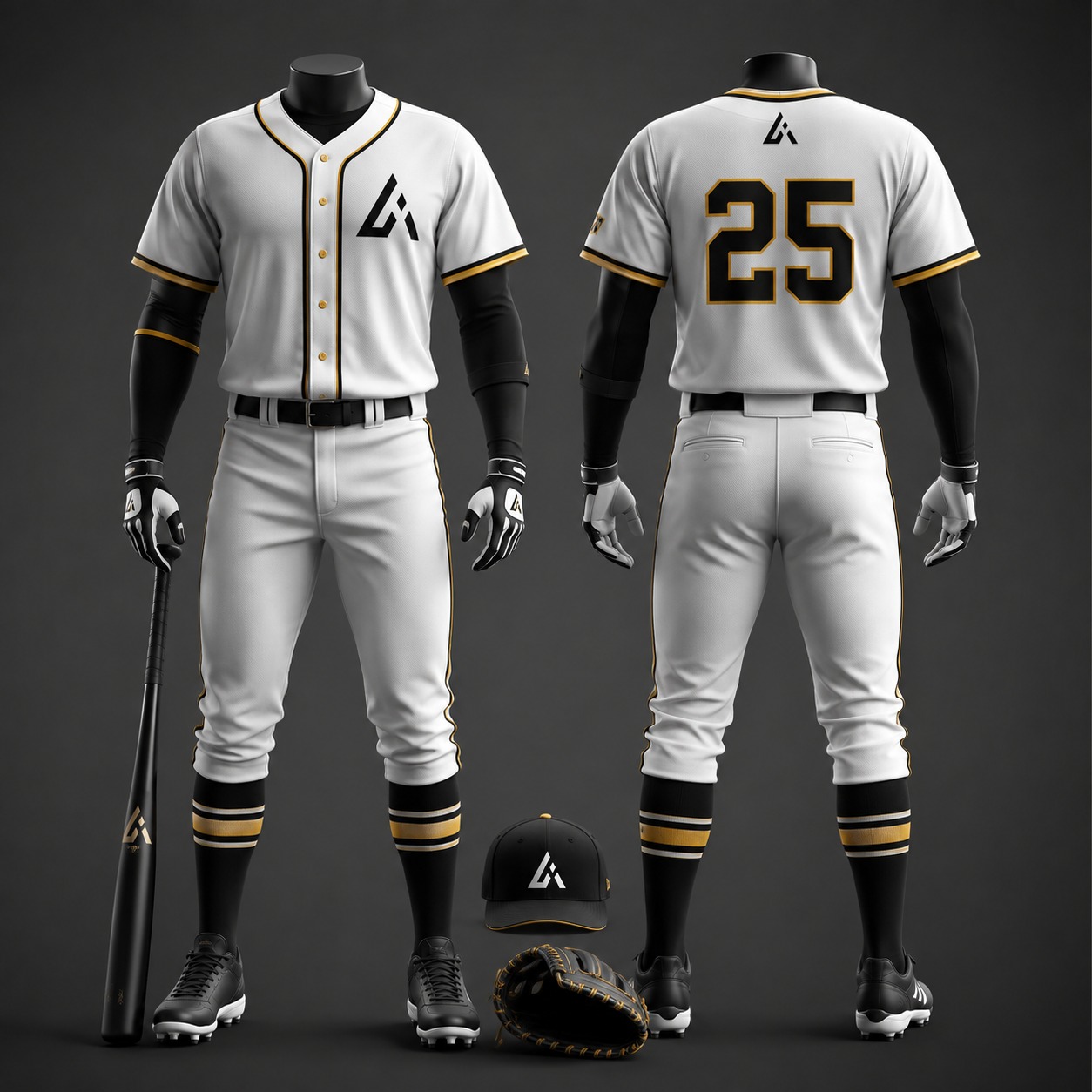 Custom White and Black Sublimated Baseball Uniform with Matching Pants, Cap, and Professional Team Design by Athletic Line Industries